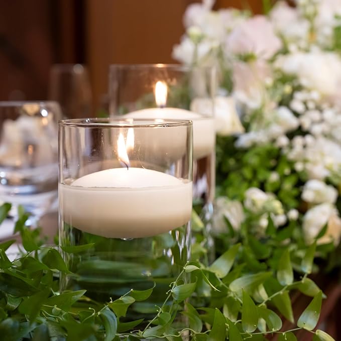20 PCS White Floating Candles and 16 PCS Glass Vases - Image 9