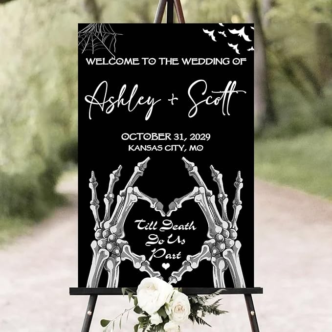 Gothic Halloween Wedding Welcome Sign, Til Death Do Us Part, 4mm Thick Plastic by Mapileng%E2%84%A2