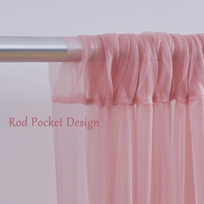 10x10 Dusty Rose Tulle Backdrop Curtains - Image 4