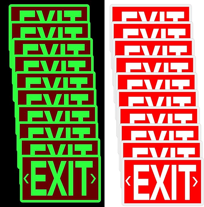 20 Pcs Glow in the Dark Exit Signs by Gilprop