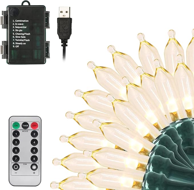 Tcamp 33ft 100LED Battery Operated Christmas Lights Outdoor Indoor, Battery by Tcamp