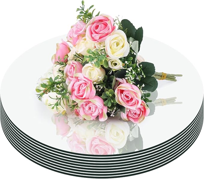 12PCS 8inch Round Mirrors for Centerpieces, Circle Mirror Centerpieces for by PASOCON