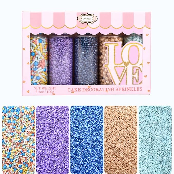 Confect Sprinkles Mix – Pack of 5 Assorted Cake & Cupcake Decorating Sprinkles by CONFECTTHECAKEDECORATINGCO