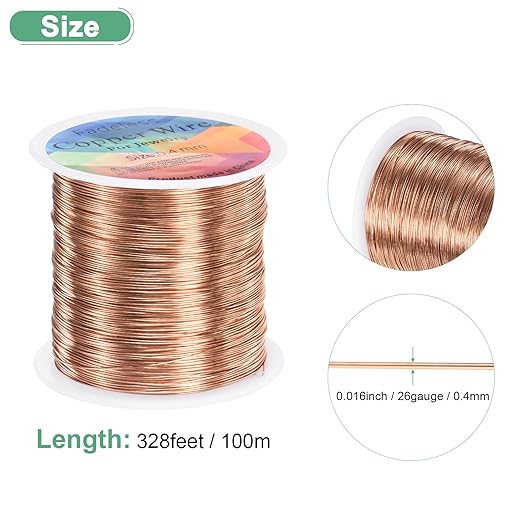 0.4mm Jewelry Wire, 26 Gauge 328FT Craft Wire Copper Beading Wire - Image 3