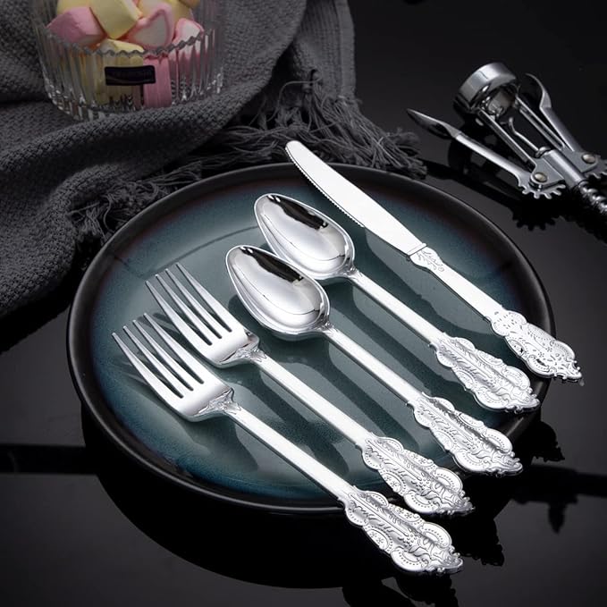 WDF 200 Pieces Silver Plastic Silverware Disposable - Image 4