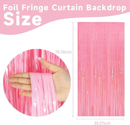 10 Pack Pastel Pink Streamers Party Decorations Party Backdrop Foil Fringe - Image 2