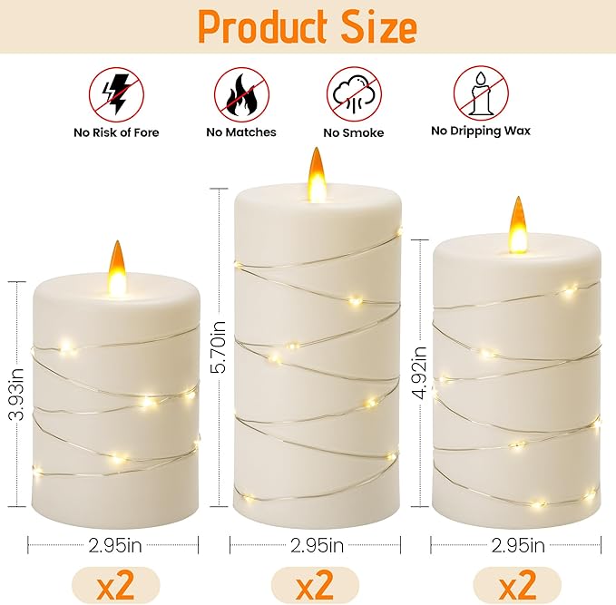 Upinmz 6 Pack Flickering Flameless Candles - Image 2