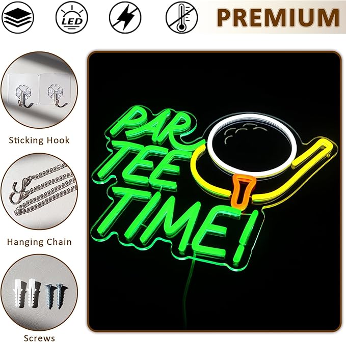 Neon Sign for Wall Decor, Par Tee Time Neon Sign, 16.14" x 12.8" Golfing LED - Image 6