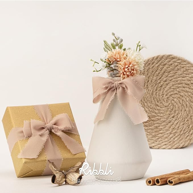 Ribbli Beige Ribbon 1 Inch x 3 Rolls Total 24 Yards Natural Handmade Fringe - Image 4