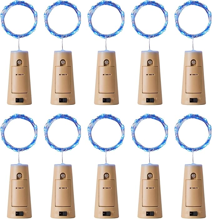 Aluan Wine Bottle Lights with Cork 10 Pack 20 LED Christmas Mini Fairy Lights by Aluan