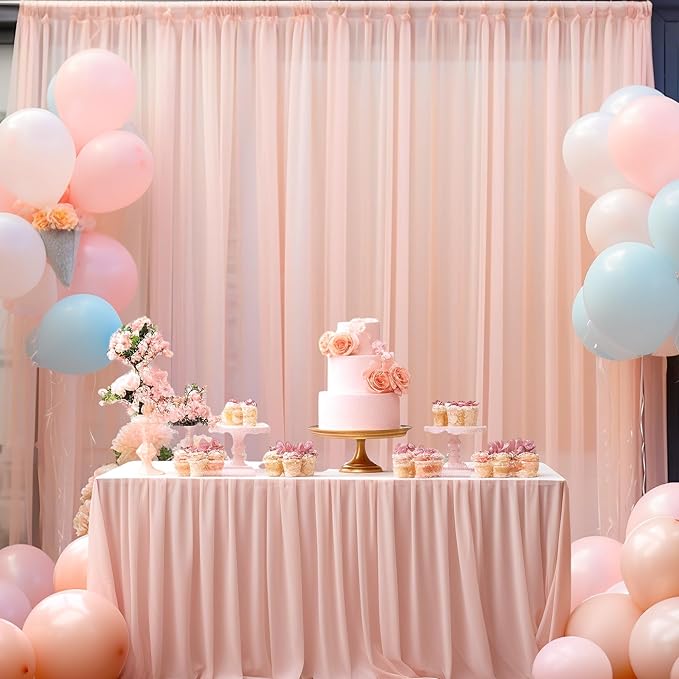 10x10ft Peach Tulle Backdrop Curtain - Image 7