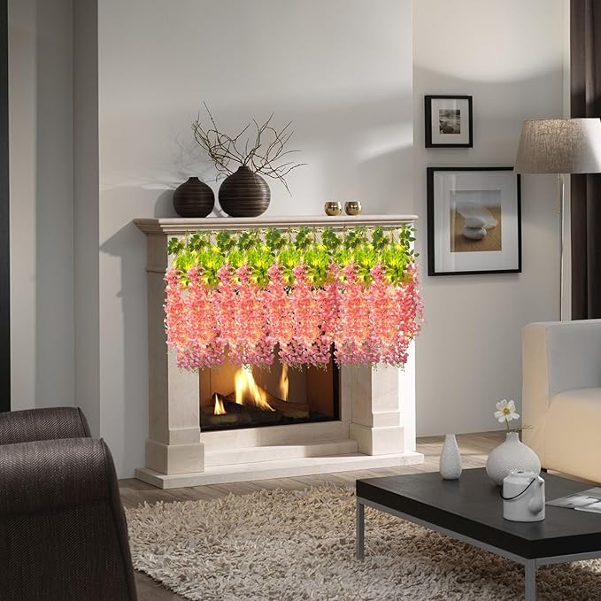 12 Pack Dark Pink Wisteria Hanging Flowers Garland - Image 4