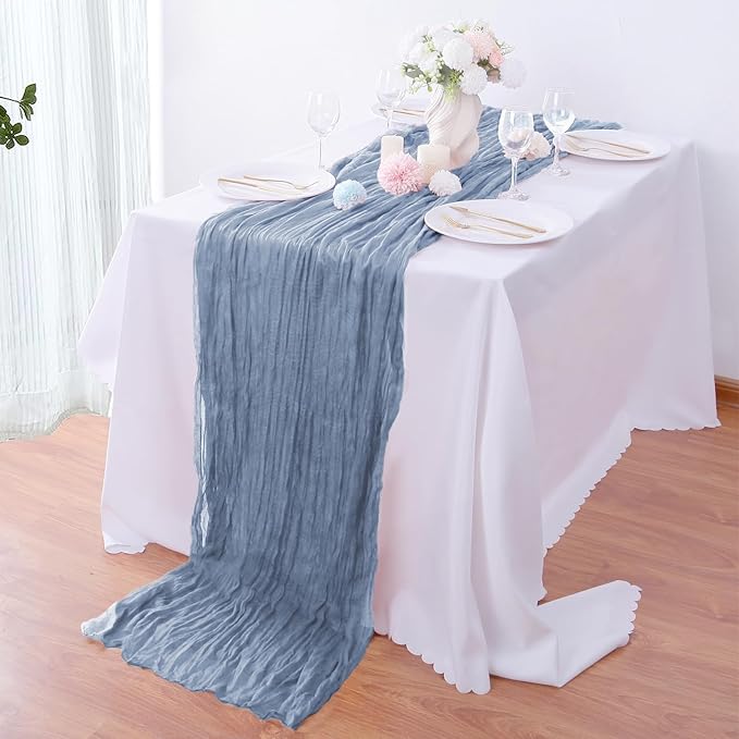 16PCS Dusty Blue Cheesecloth Table Runner 10FT Table Runner Cheesecloth - Image 6