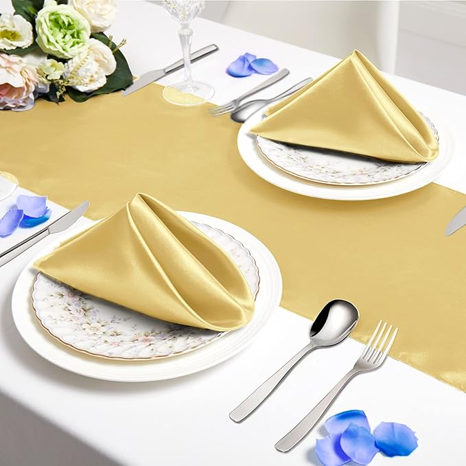 Horbaunal 16 Pack Gold Satin Napkins 20 x 20 Inch, Square Soft Table Dinner - Image 4