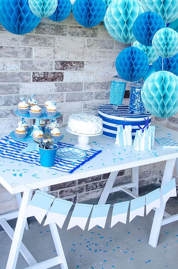 ZOOYOO 12Pcs 6" 10" Honeycomb Balls Decorations Hanging Tissue Paper Pom poms - Image 2