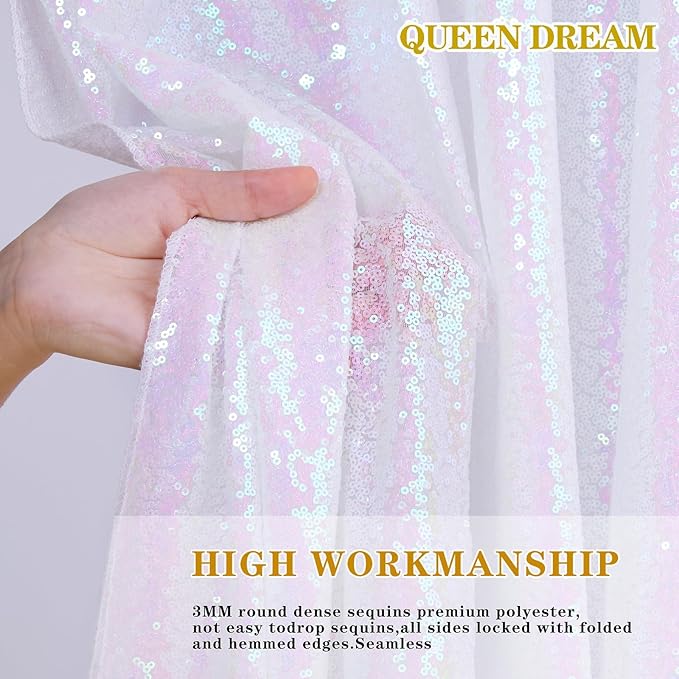 QueenDream Iridescent Mermaid Themed Party Decorations: 90x90 Inch Sequin Table - Image 5