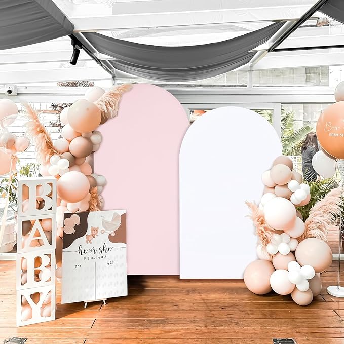 SoarDream Arch Backdrop Cover Pink Spandex Fitted 5FT Pink Wedding Arch Covers - Image 8