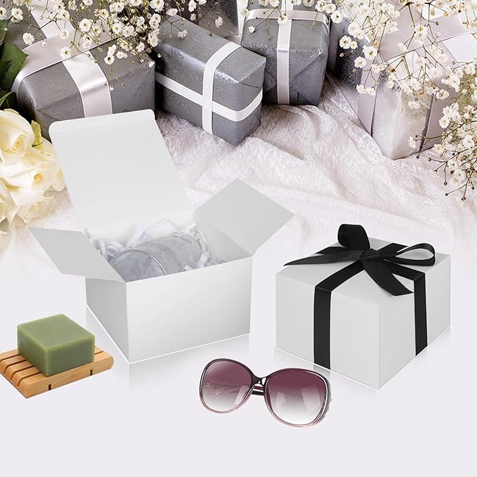 COTOPHER Small Gift Boxes 10 Pack 6x6x4 inches White Gift Boxes - Image 4