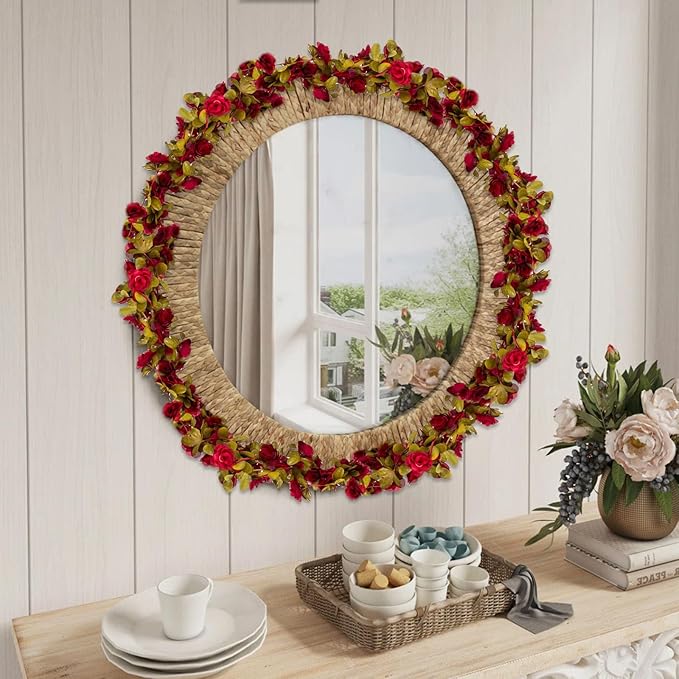 16Pcs 126Ft Burgundy Rose Garland, Fake Rose Hanging Flowers, Artificial Flower - Image 5