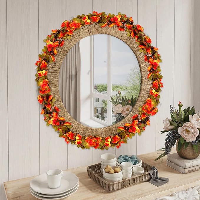 16Pcs 126Ft Orange Rose Garland, Fake Rose Hanging Flowers, Artificial Flower - Image 5