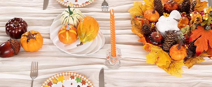 Ivory White Cheesecloth Table Runner Fall Table Runner Boho Gauze 120 Inches - Image 5