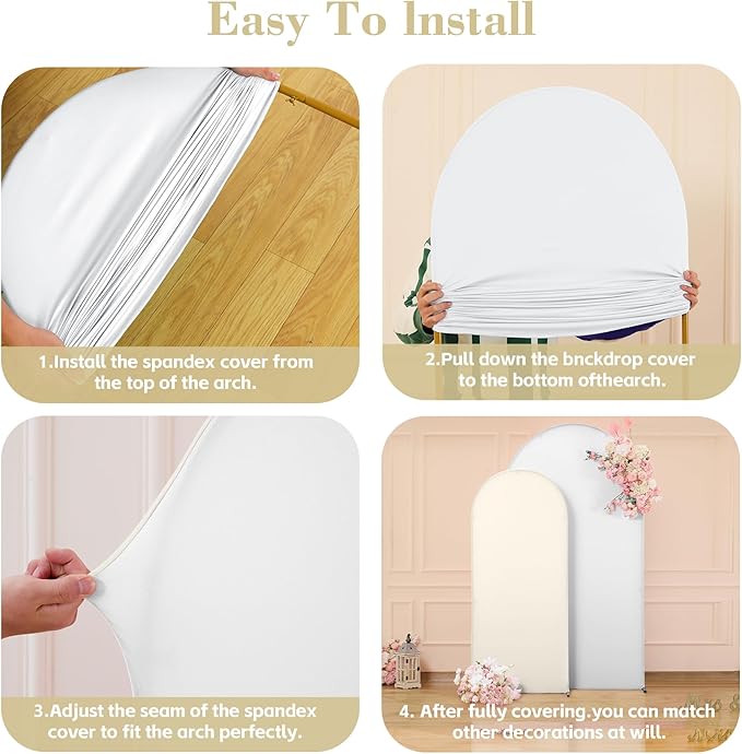 White and Beige Arch Backdrop Cover - Image 5