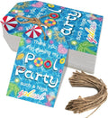 50pcs Pool Party Thank You Tags, Summer Beach Themed Gift Tags by Aukolass