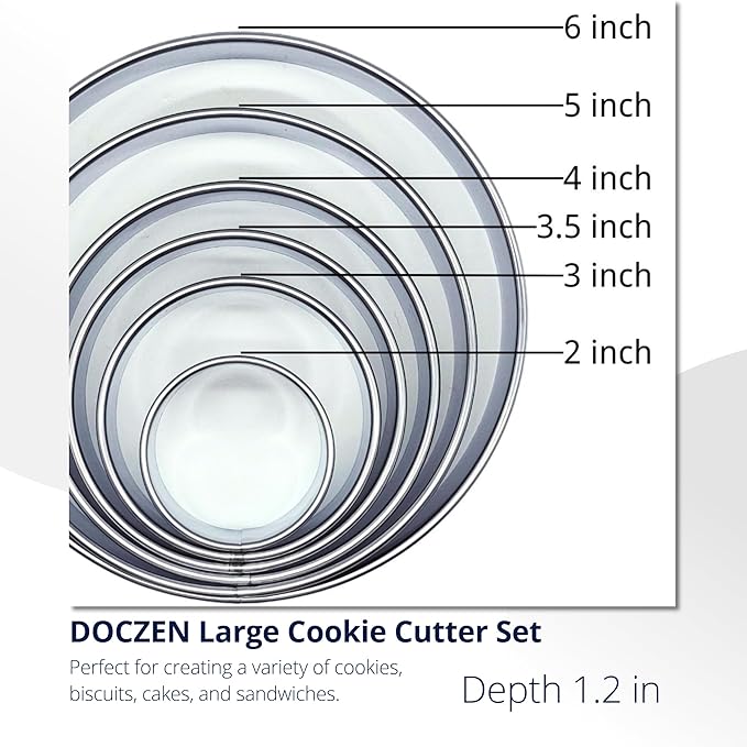 DOCZEN 6 PCS Round Cookie Cutter Set - Image 2