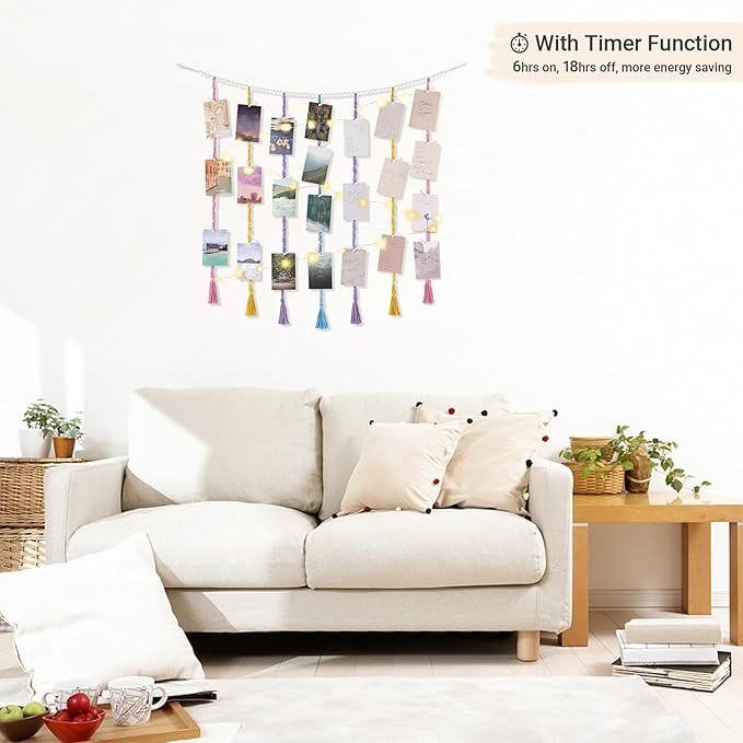 Mkono Macrame Hanging Photo Display Wall Decor - Image 3