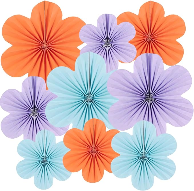 Paper Flowers Decorations for Wall Blue Paper Fans Classroom Decoration Floral by EasyJoy