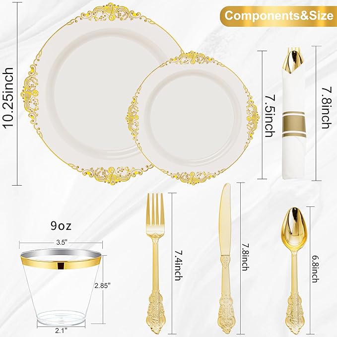 Nervure 350PCS Ivory Plastic Plates - Image 3