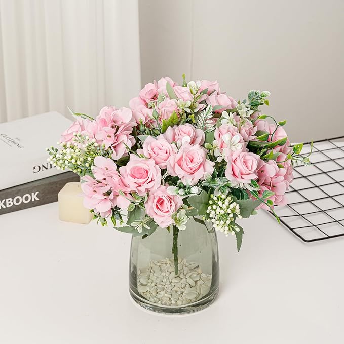 Artificial Flower 5 Branches Artificial Silk Fake Flowers Bouquet Small Roses - Image 4