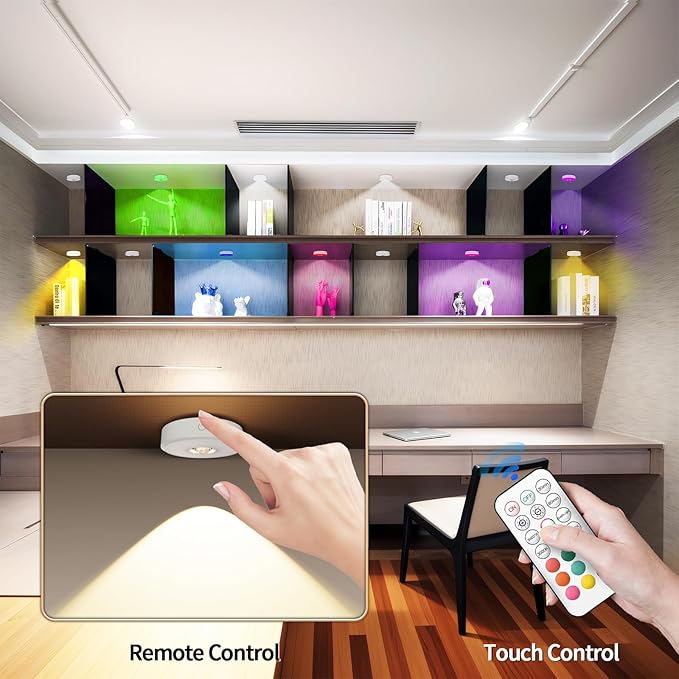 Rechargeable Puck Lights with Remote Control, 12 Color Changing Under Cabinet - Image 6
