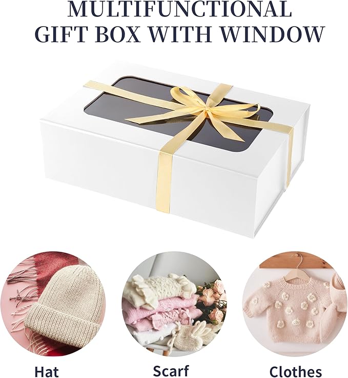 White Large Gift Box with Window, 13.5"x9"x4.3" Bridesmaid Box - Image 3