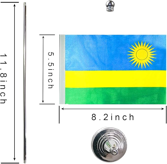 GentleGirl.USA Rwanda Table Flags, Stick Small Mini Rwandan Flag Office Desk - Image 2