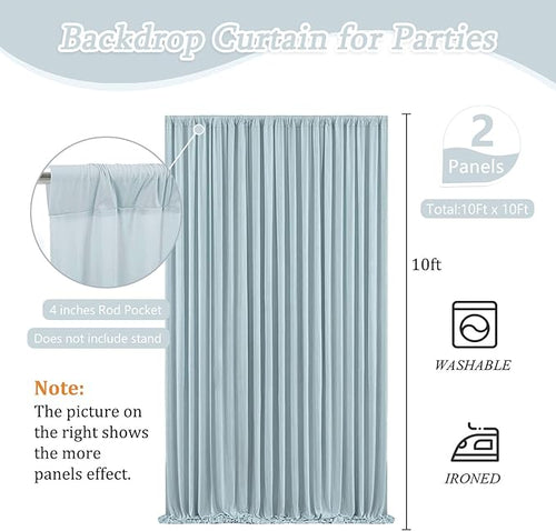 10 x 10 Feet Blueish Gray Backdrop Curtain - Image 2