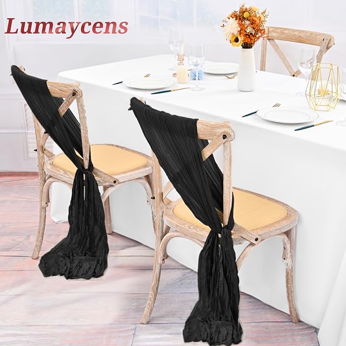 50 PCS Cheesecloth Chair Sashes Bows Wedding Aisle Decorations Chair Ribbon - Image 5