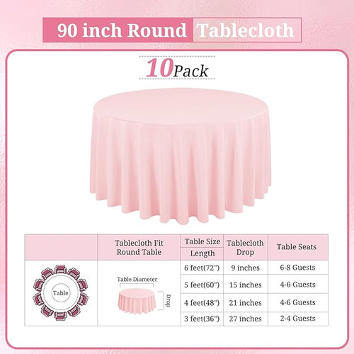 10 Pack Pink Round Tablecloths - Image 2