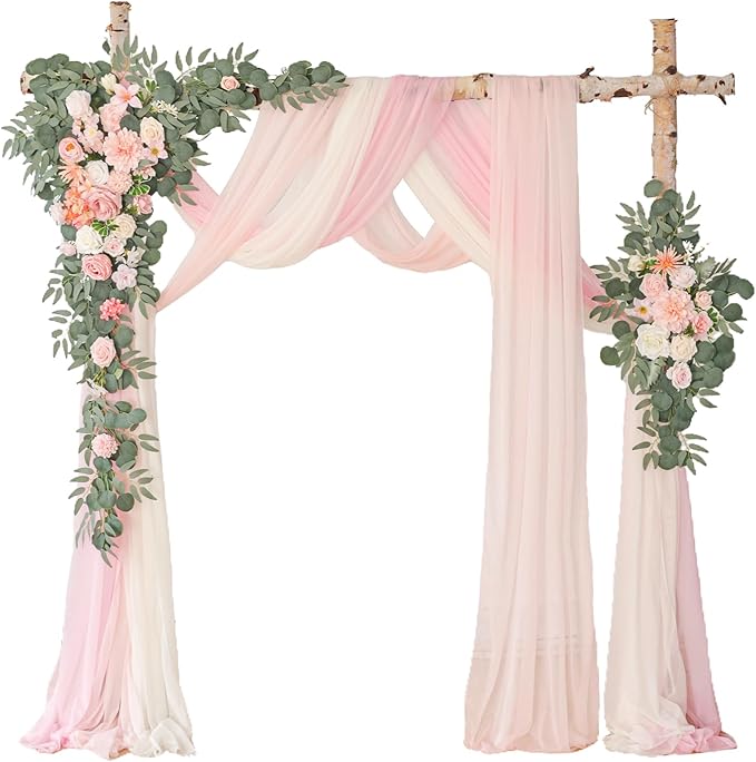 Deluxe Pink Artificial Wedding Arch Flowers by WEIERYUE
