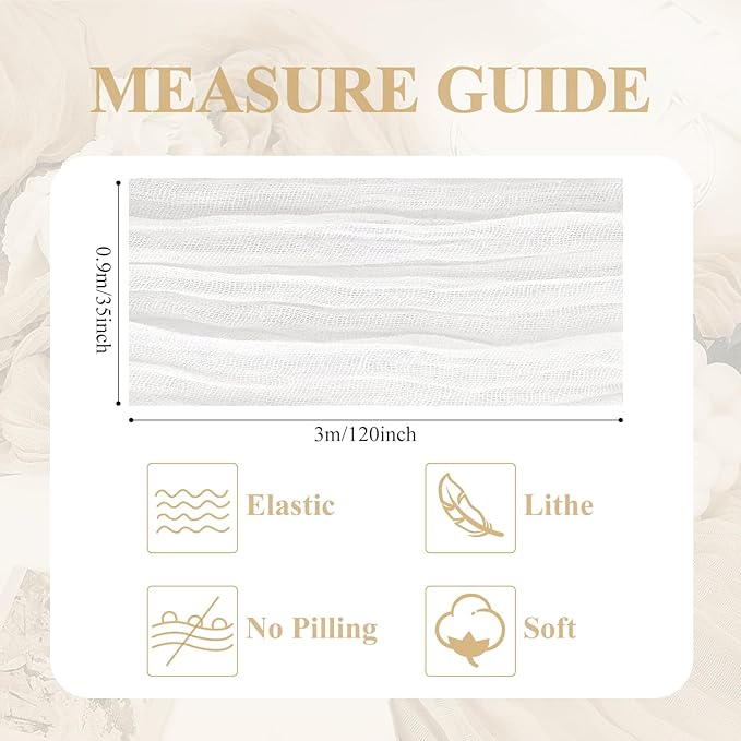 Asee'm 3pcs Cheesecloth Table Runner 120 Inches Long Ivory Boho Gauze Cheese - Image 2
