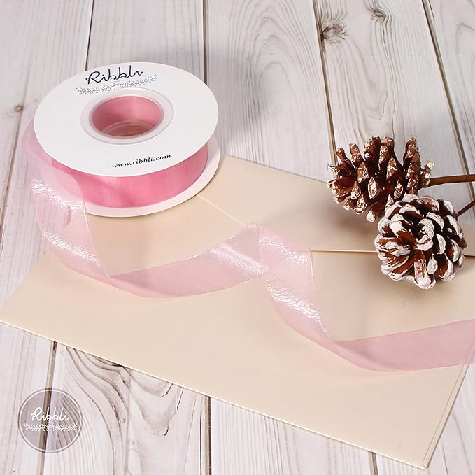 Ribbli Rose Pink Sheer Organza Ribbon, 1 Inches x Continuous 50 Yard Use - Image 6