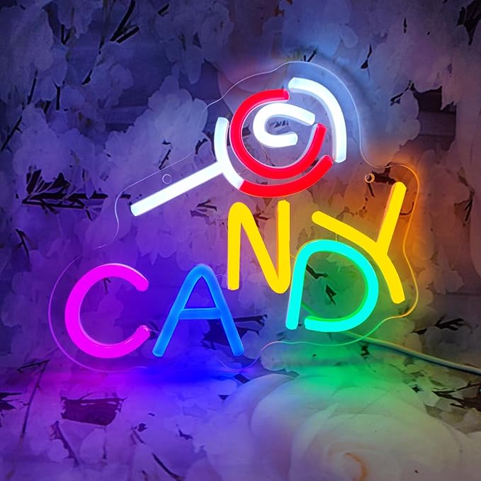 Candy Neon Sign Candy Bar Signs Candy Shop Neon Candy Sign Cherry Neon Sign - Image 6