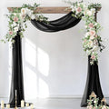 Socomi Wedding Arch Draping Fabric 3 Panels 29" x 18Ft Black Sheer Curtain by Socomi