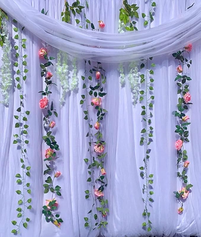 UKELER 2 Pack Artificial Floral Garland Total 14FT Rose Flower Vines Hanging - Image 6