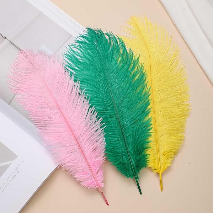 YAKRUNA 30PCS Yellow Ostrich Feathers Bulk 12-14 Inches - Image 5