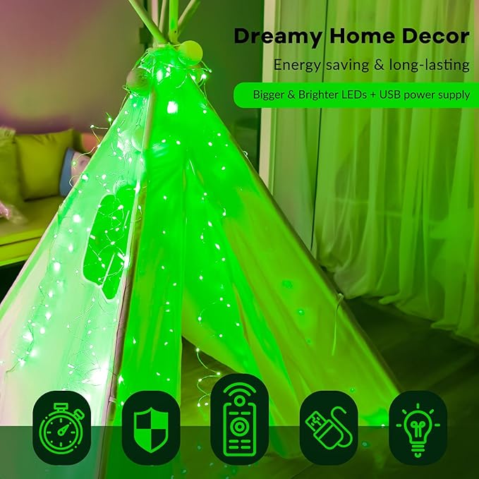 HXWEIYE 300LED Fairy Curtain Lights, 9.8x9.8Ft USB Plug-in 8 Modes Christmas - Image 6