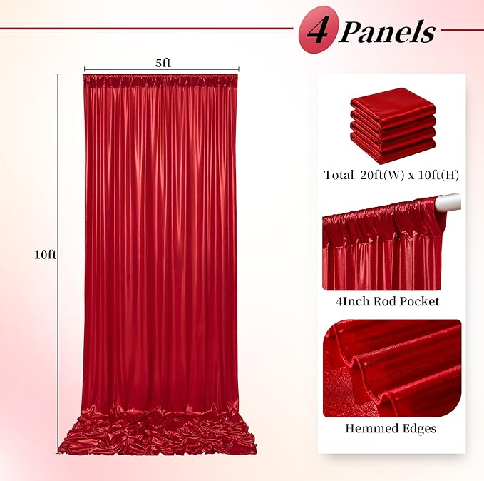 20ftx10ft Red Sequin Backdrop Curtain - Image 5
