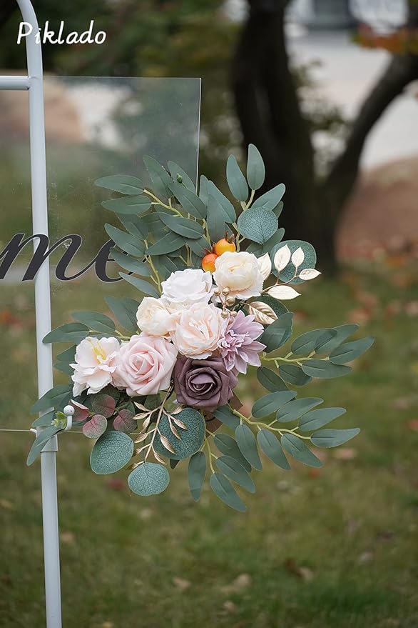 Faux Flower Swag Set of 2 for Wedding Welcome Signs Floral Swag Wedding - Image 6
