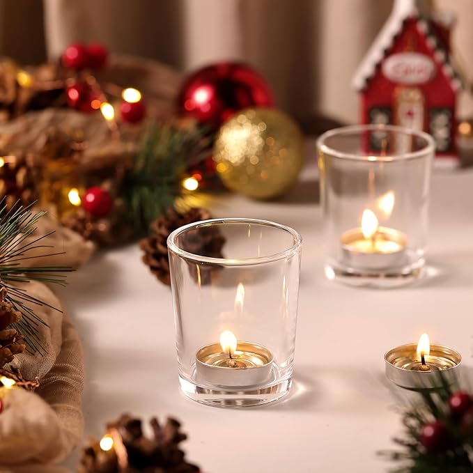 DARJEN 60Pcs Votive Candle Holders- Clear Tea Lights Candle Holder, Glass - Image 7