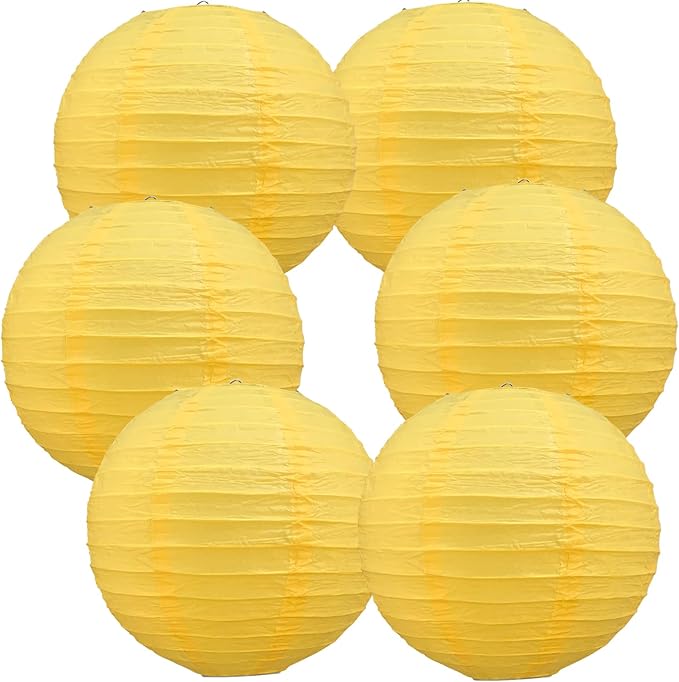 BEISHIDA 6-Inch Yellow Round Paper Lanterns Decorative Hanging Asia Chinese by Beishida
